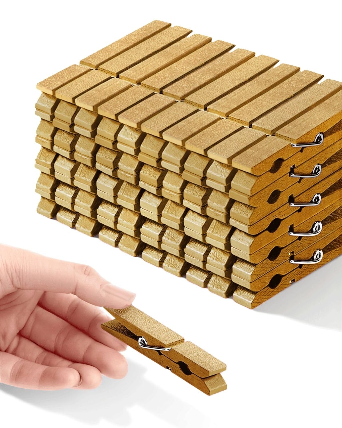 Colored Clothespins, Colorful Clothes Pins Wooden Clips Rainbow Colors 50 Pack Decorative Crafts Pegs Photos Pictures Decoration Clip Clothing Hanging Closepins, 2.9 Inch
