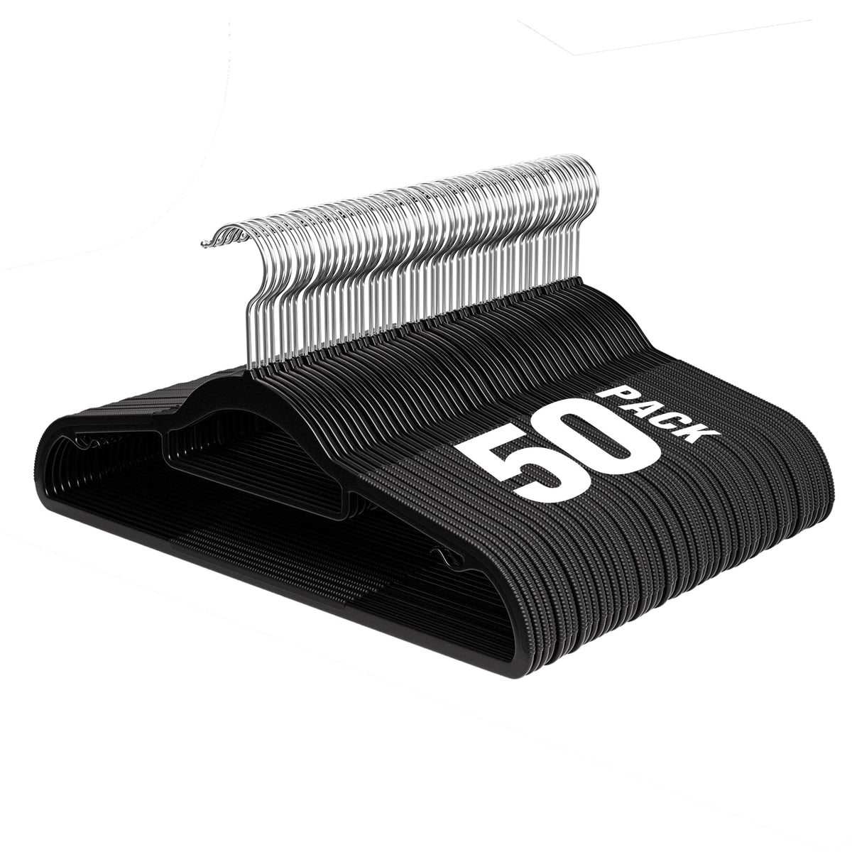 Plastic Hangers 50 Pack, 16.5" Non-Slip Clothes Hangers Heavy Duty