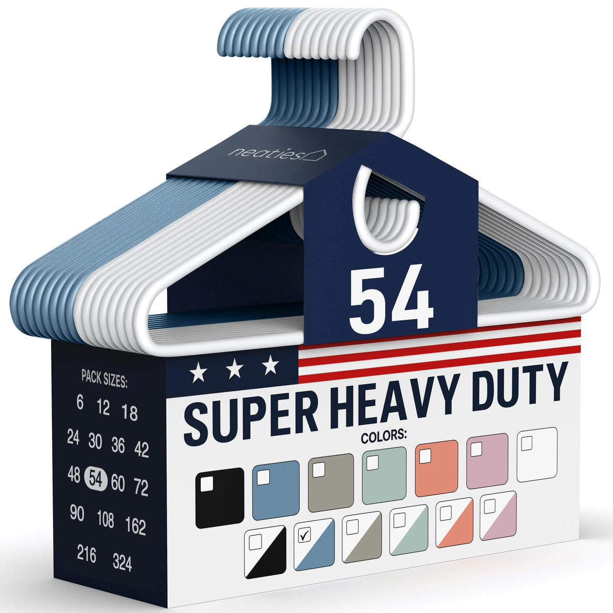 Super Heavy Duty Clothes Hangers 18 Pack – Made in the USA - 10lb Capacity, Thick Plastic Hangers for Pants, Coats, Jackets, Jeans and Adult Clothing – White