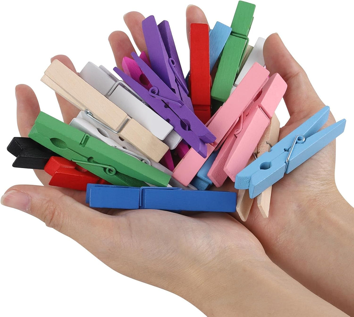 50Pcs Colored Clothes Pins Wooden Clips for Hanging, 2.9inch Clothespins Wood Cheer Pins Decoration for Crafts - 10 Colors