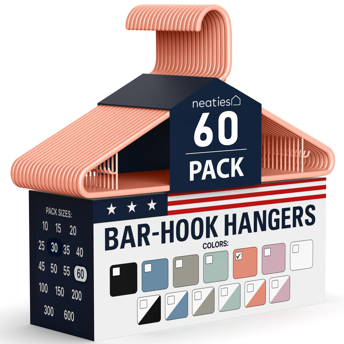 Plastic Hangers 30 Pack – Made in the USA – 6lb Capacity Standard Clothes Hangers with Strap Hooks for Dresses, Lingerie, Shirts, Pants, and Jackets – White
