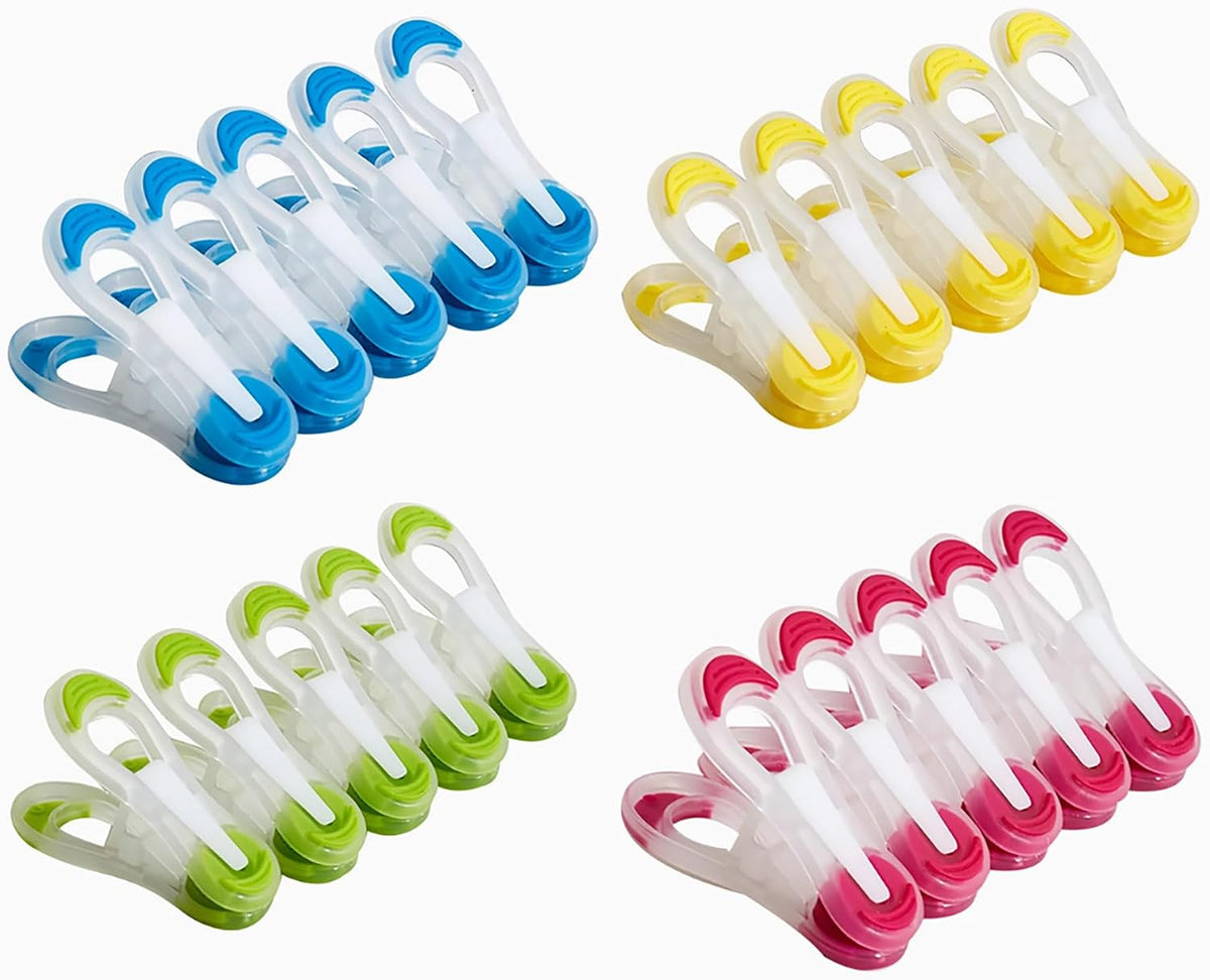20 Pack Colorful Heavy Duty Plastic Clothespins Laundry Peg Clips