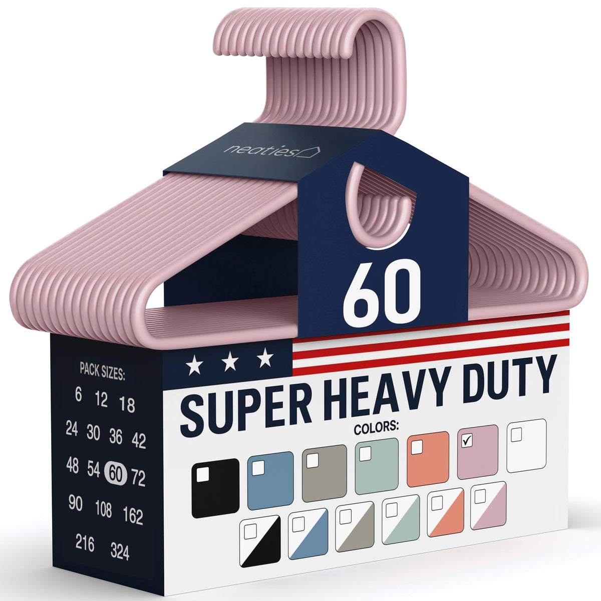 Super Heavy Duty Clothes Hangers 18 Pack – Made in the USA - 10lb Capacity, Thick Plastic Hangers for Pants, Coats, Jackets, Jeans and Adult Clothing – White