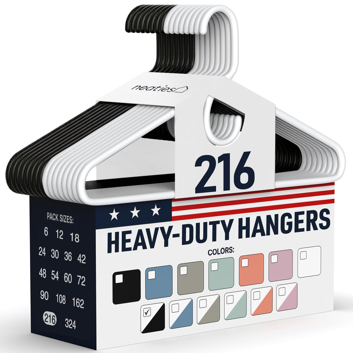 Heavy Duty Clothes Hangers 18 Pack – Made in the USA – 8lb Capacity Plastic Hangers for Adult Clothing – Durable for Pants, Coats, Jackets, or Jeans – White