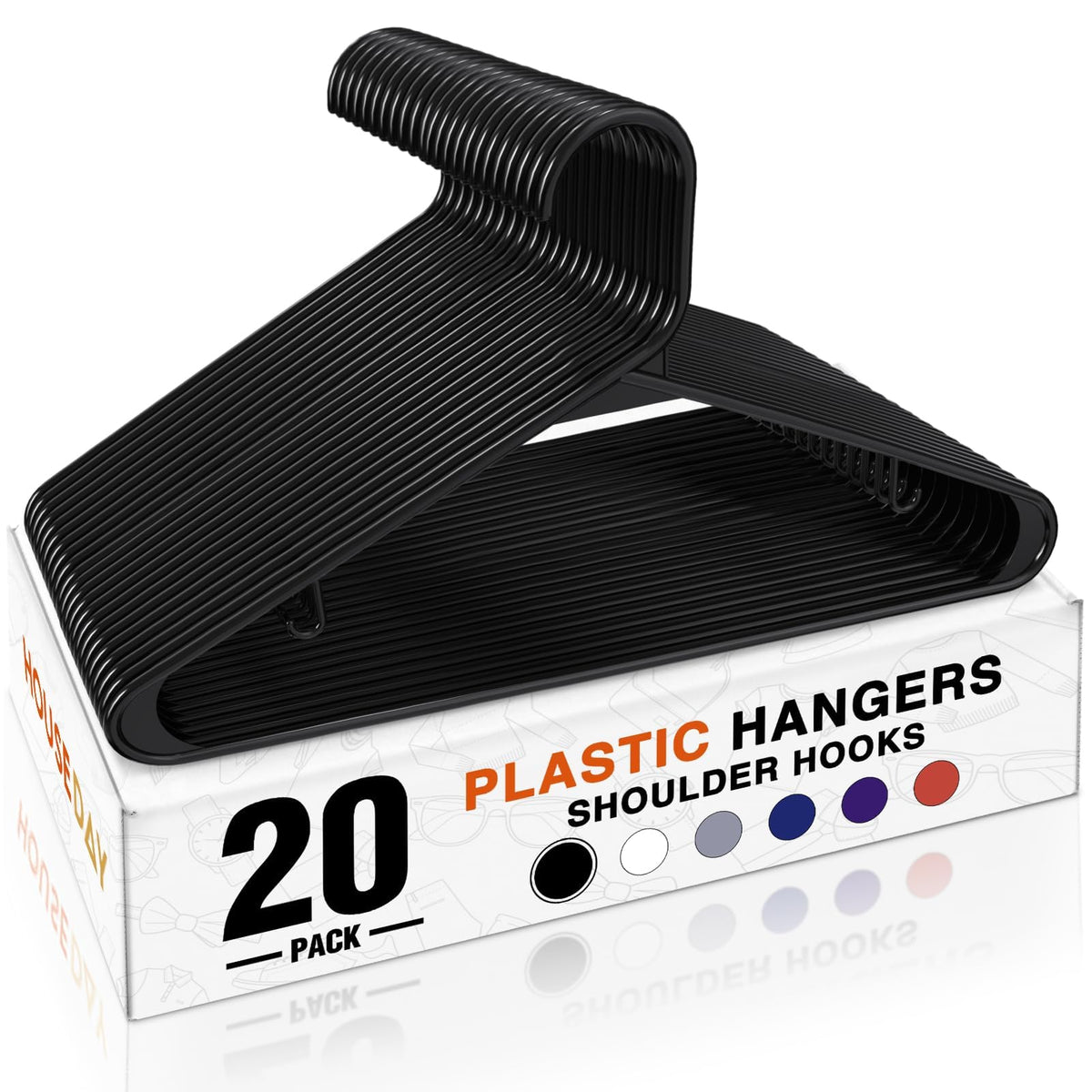 HOUSE DAY White Plastic Hangers 16 Pack, Slim Space-Saving Clothes Hangers