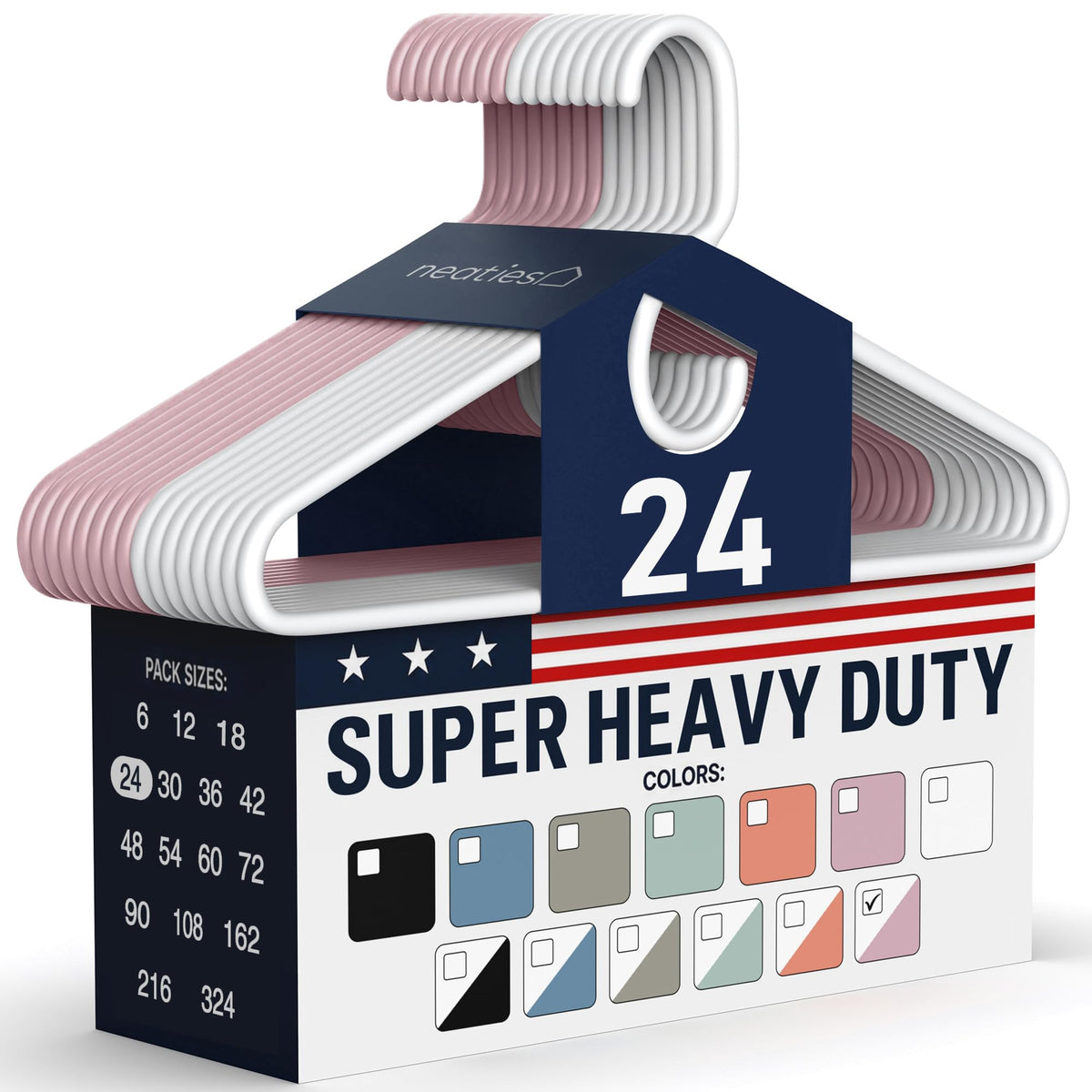 Super Heavy Duty Clothes Hangers 18 Pack – Made in the USA - 10lb Capacity, Thick Plastic Hangers for Pants, Coats, Jackets, Jeans and Adult Clothing – White