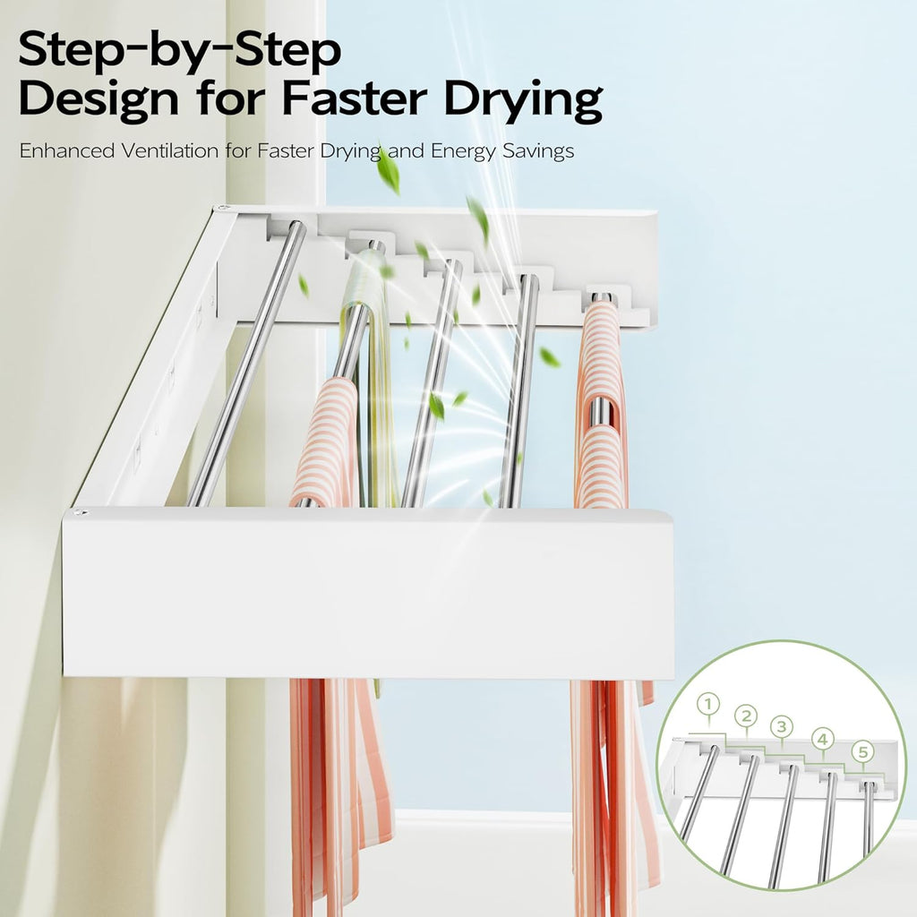 Vikaqi Wall Mounted Clothes Drying Rack 32", Foldable Wall Laundry Rack