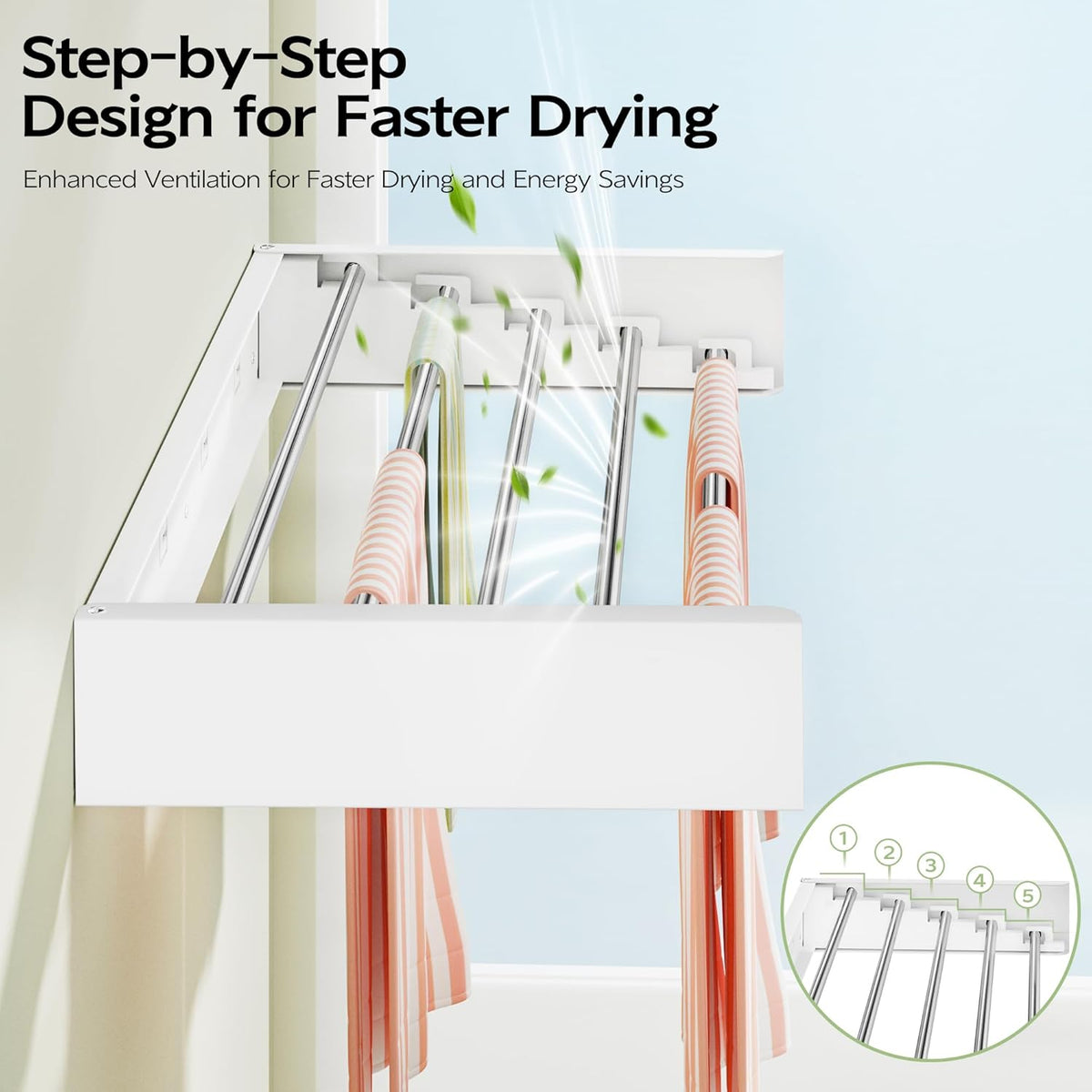 Vikaqi Wall Mounted Clothes Drying Rack 32", Foldable Wall Laundry Rack