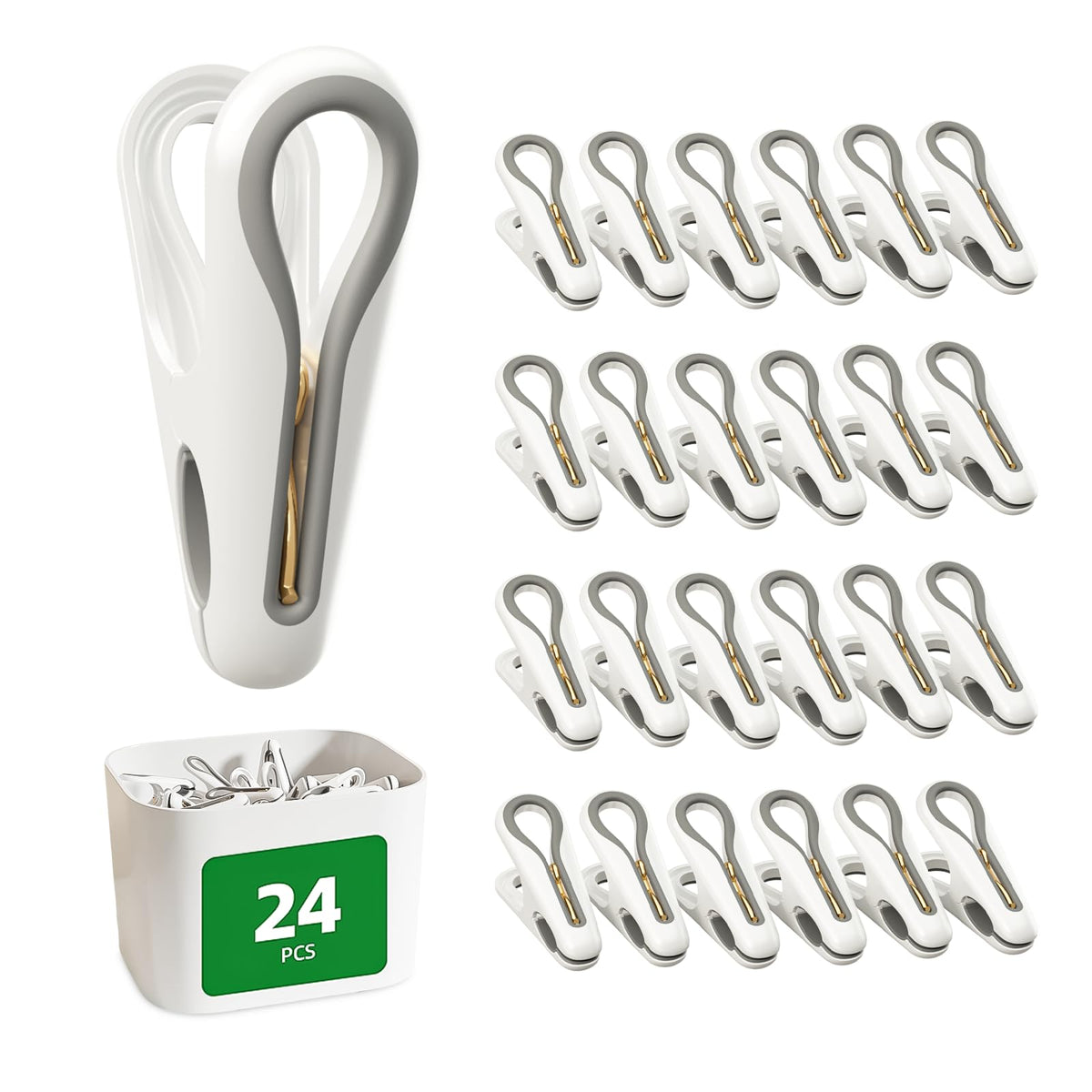 Clothes Pins, 36 Pack 2.5 Inch Plastic Clothespins with Storage Basket