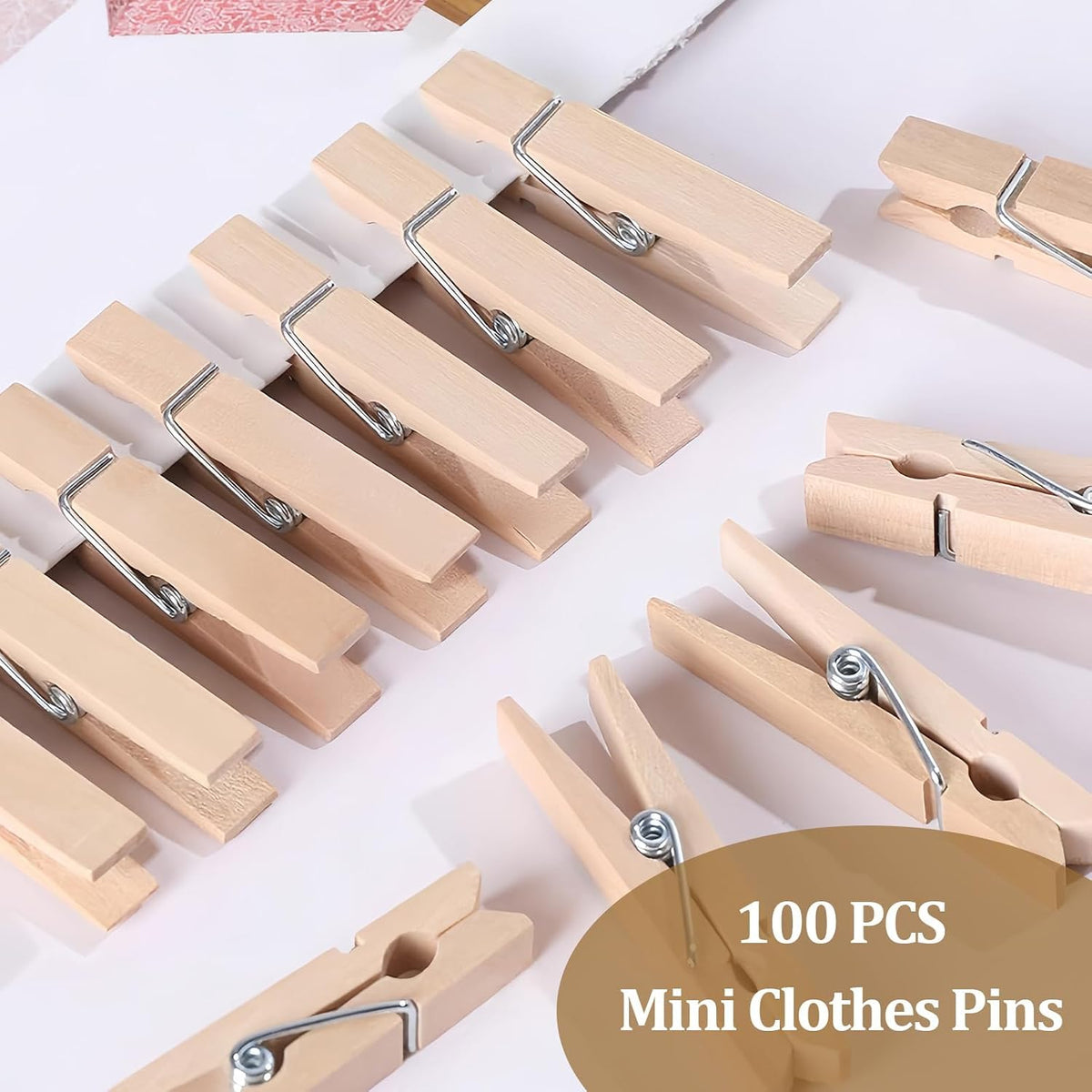 1.35 Inch Mini Clothes Pins for Photo,100 pcs Natural Wooden Small Clothes pins,Mini Photo Clips Ideal for Crafts, Decorations and DIY Project