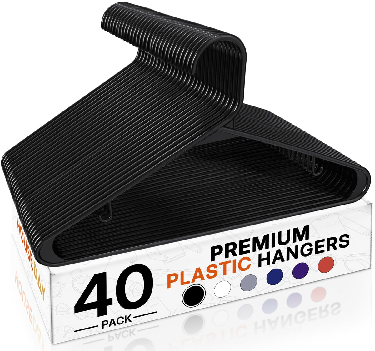 HOUSE DAY Black Plastic Hangers 60 Pack, Slim Space-Saving Clothes Hangers
