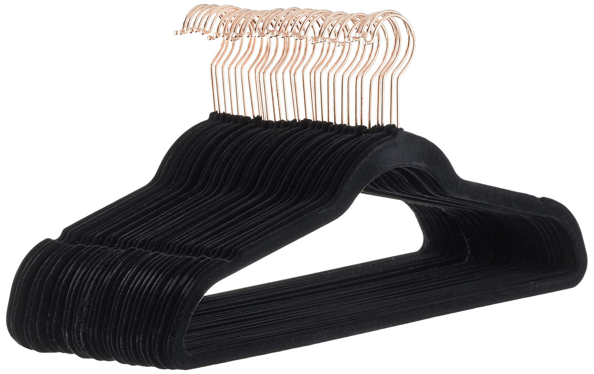 Amazon Basics Slim Velvet Non-Slip Space Saving Suit Clothes Hangers, Closet Organizer, Gray/Silver, 50-Pack