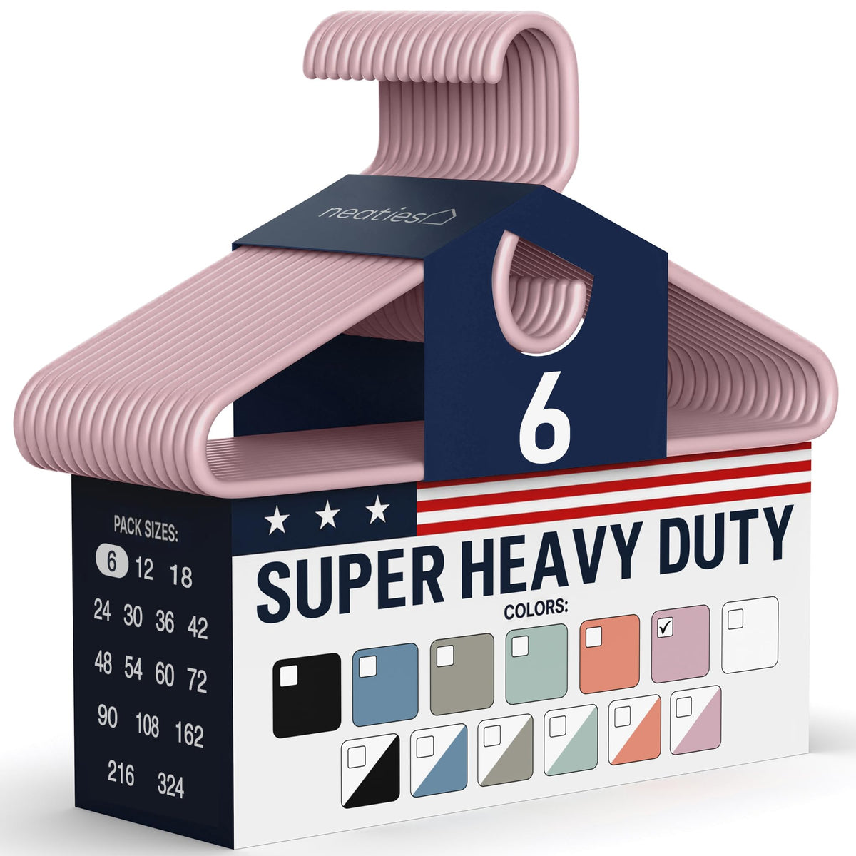 Super Heavy Duty Clothes Hangers 18 Pack – Made in the USA - 10lb Capacity, Thick Plastic Hangers for Pants, Coats, Jackets, Jeans and Adult Clothing – White
