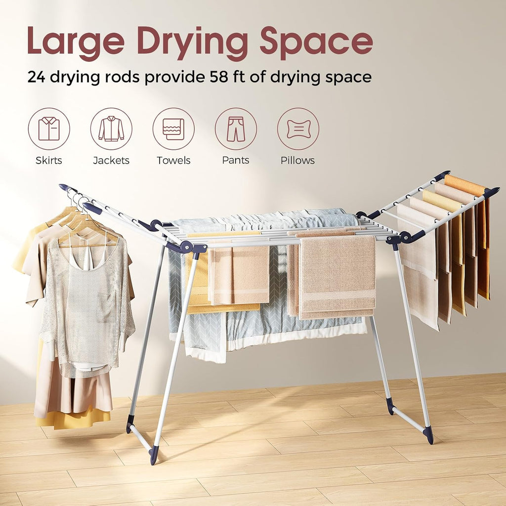 APEXCHASER Clothes Drying Rack, Large Capacity Drying Rack, 69" L, White