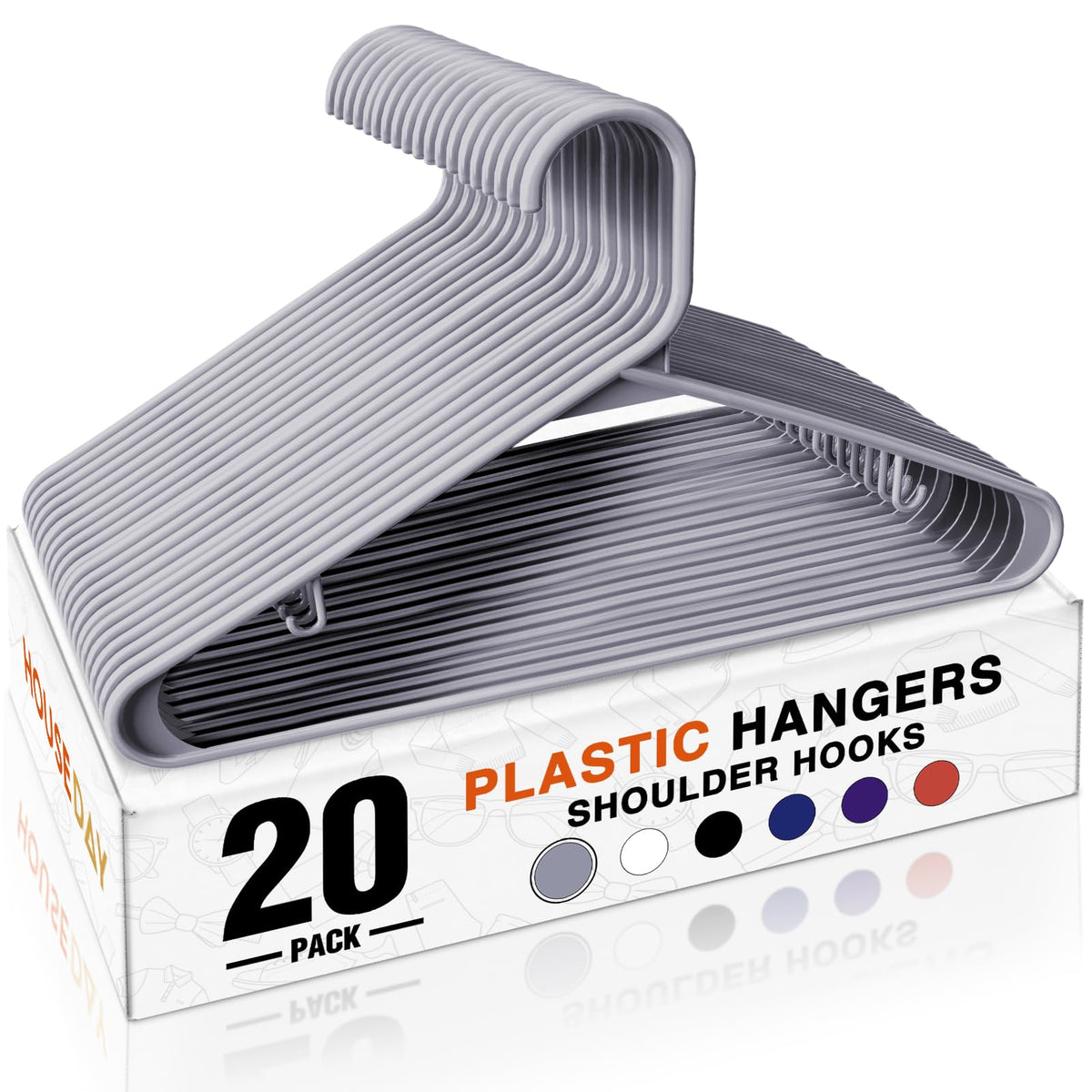 HOUSE DAY Black Plastic Hangers 60 Pack, Slim Space-Saving Clothes Hangers