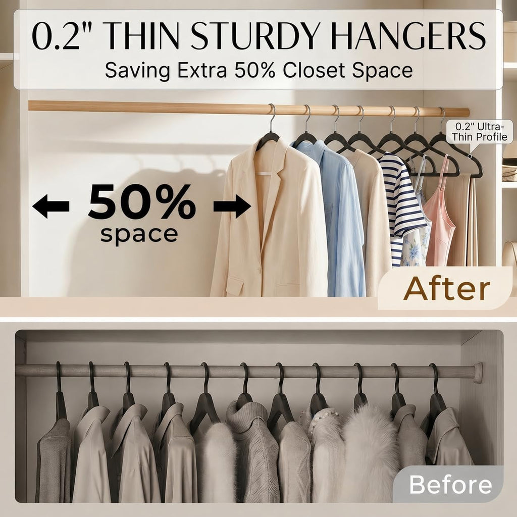 SMARTOR Plastic Hangers 50 Pack, Heavy Duty Plastic Hangers for Clothes