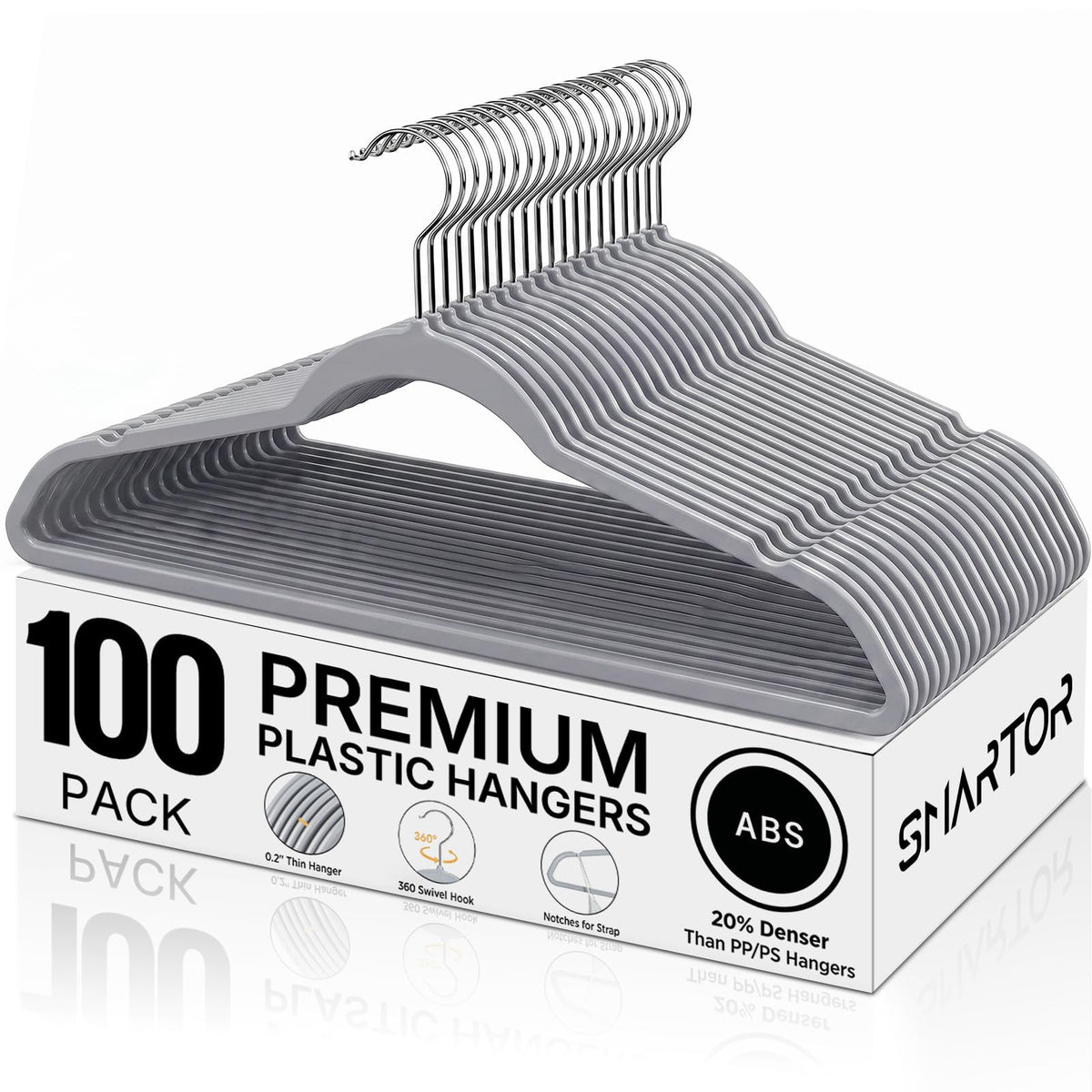 SMARTOR Plastic Hangers 50 Pack, Heavy Duty Plastic Hangers for Clothes