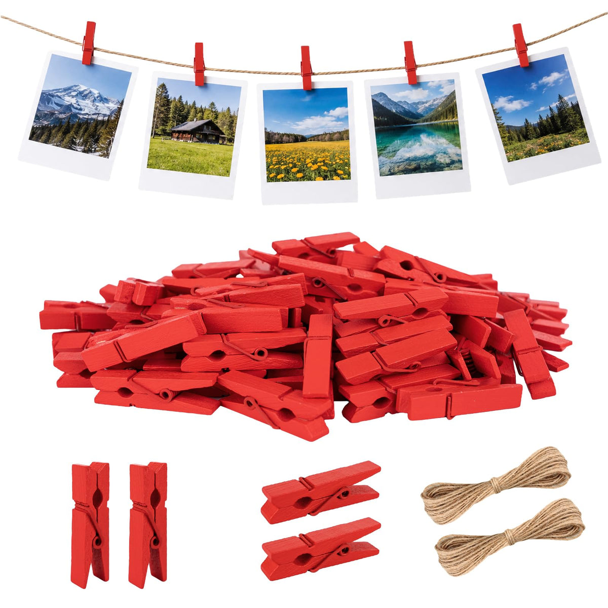 jijAcraft 1.4 Inch Mini Clothes Pins - 100Pcs Wooden Clothespins for Photo