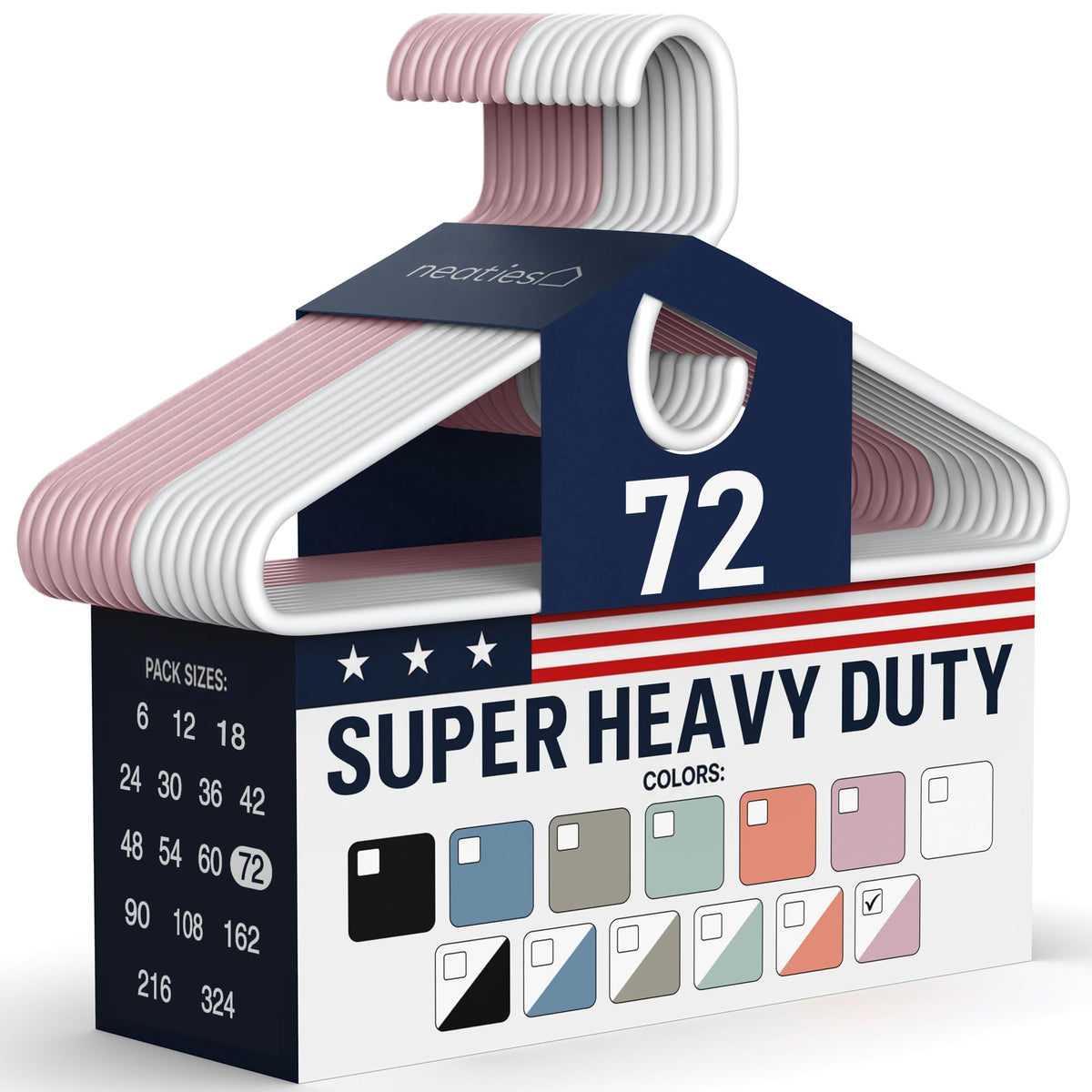 Super Heavy Duty Clothes Hangers 18 Pack – Made in the USA - 10lb Capacity, Thick Plastic Hangers for Pants, Coats, Jackets, Jeans and Adult Clothing – White