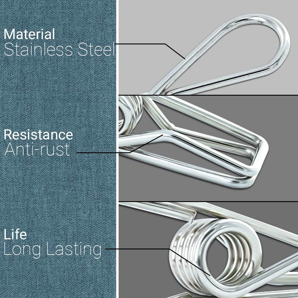 40 Pack Stainless Steel Clothes Pins, Multi-Purpose Metal Wire Utility Clips