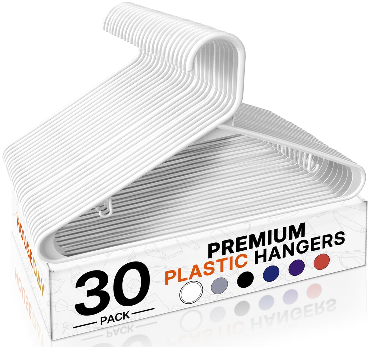 HOUSE DAY White Plastic Hangers 50 Pack, Slim Space-Saving Clothes Hangers