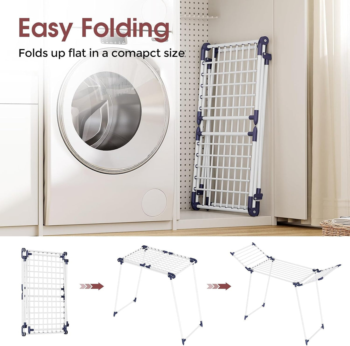 APEXCHASER Clothes Drying Rack, Large Capacity Drying Rack, 69" L, White