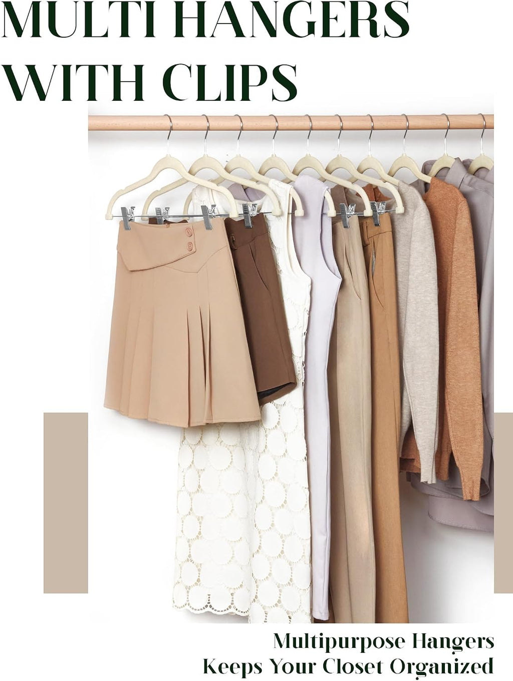 Cozymood Velvet Skirt Hangers - Pack of 24 - Velvet Hangers with Clips