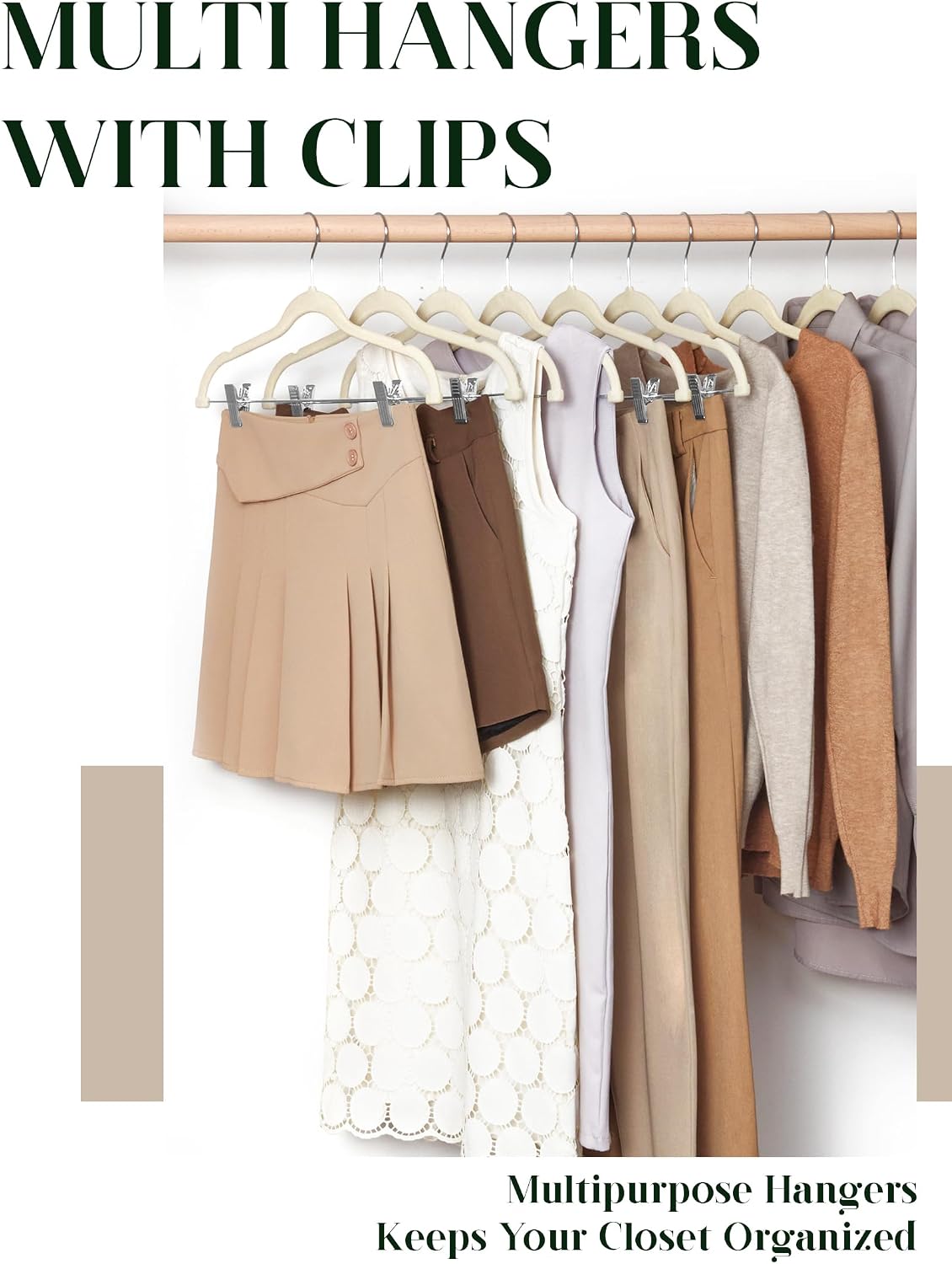 Cozymood Velvet Skirt Hangers - Pack of 24 - Velvet Hangers with Clips