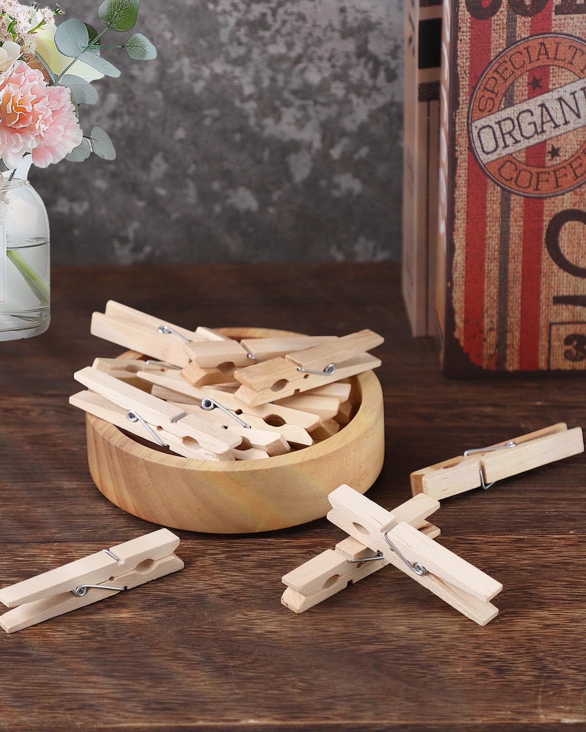 100 Pack Wooden Clothes Pins 2.9 Inch, Heavy-Duty Wood Clothespins
