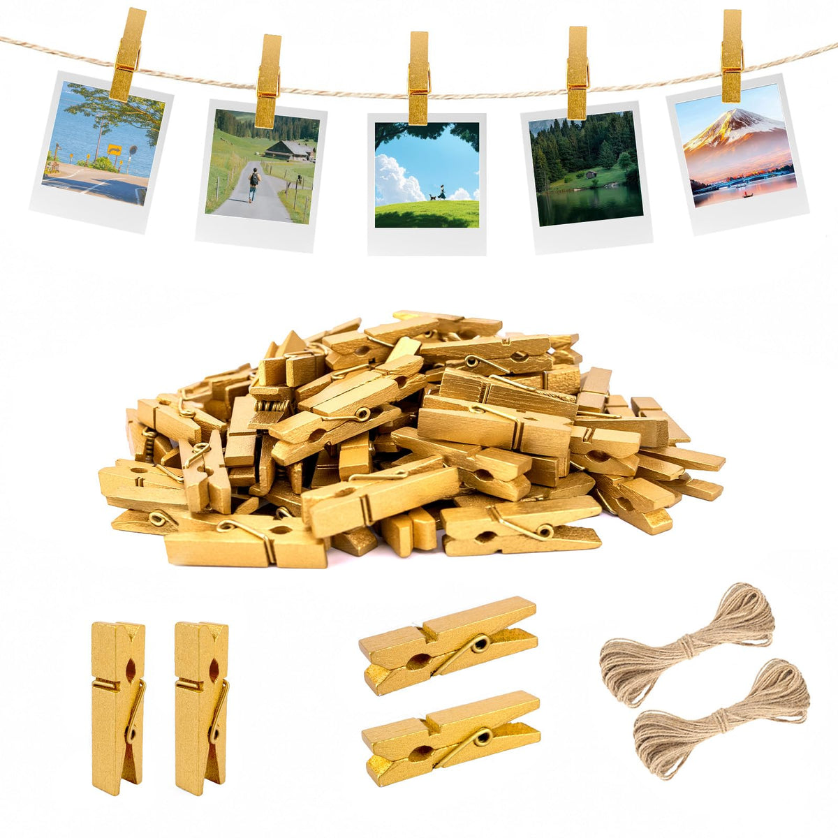 jijAcraft 1.4 Inch Mini Clothes Pins - 100Pcs Wooden Clothespins for Photo
