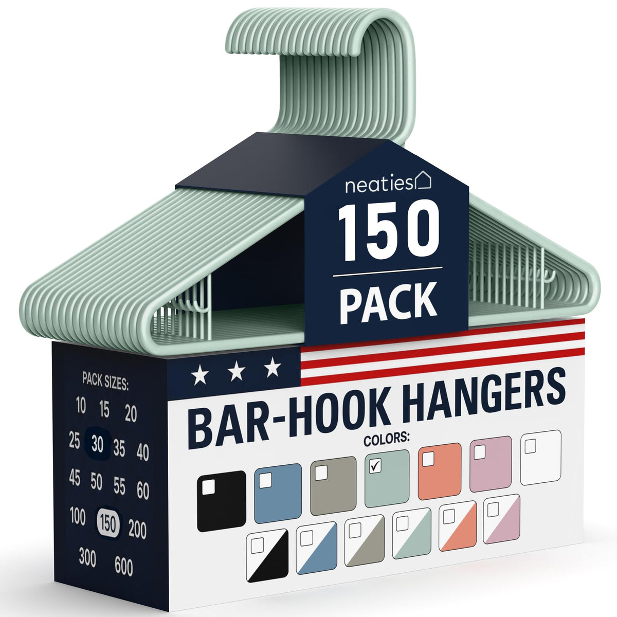Plastic Hangers 30 Pack – Made in the USA – 6lb Capacity Standard Clothes Hangers with Strap Hooks for Dresses, Lingerie, Shirts, Pants, and Jackets – White