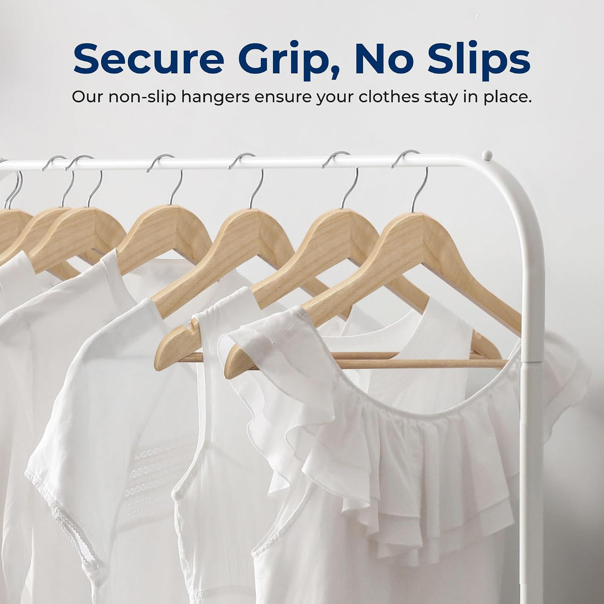 SereneLife 20 Pack Wooden Coat Hangers – Durable Suit Hangers with 360° Swivel Hook & Notches – Slim Design for Shirts, Jackets, Dresses, and More