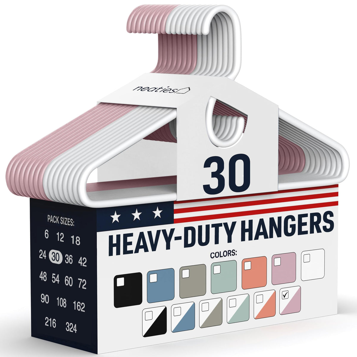 Heavy Duty Clothes Hangers 18 Pack – Made in the USA – 8lb Capacity Plastic Hangers for Adult Clothing – Durable for Pants, Coats, Jackets, or Jeans – White