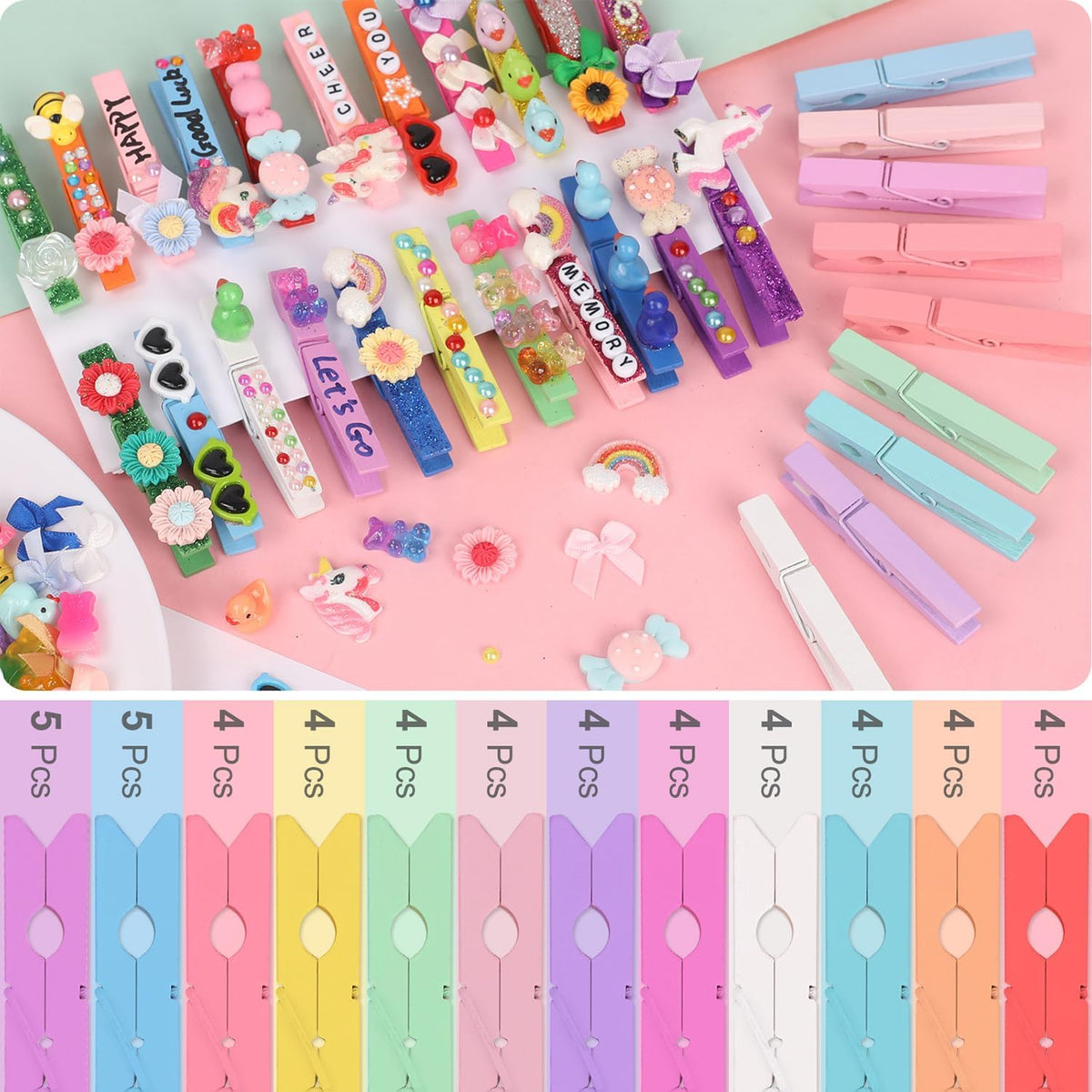 Colored Clothes pins 12 Color, Colorful ClothesPins Wooden Clips for Photos Pictures Decorative Crafts, Decoration clothespins Clothing Hanging clothespins 2.9inch 50PCS (Rainbow Colors)