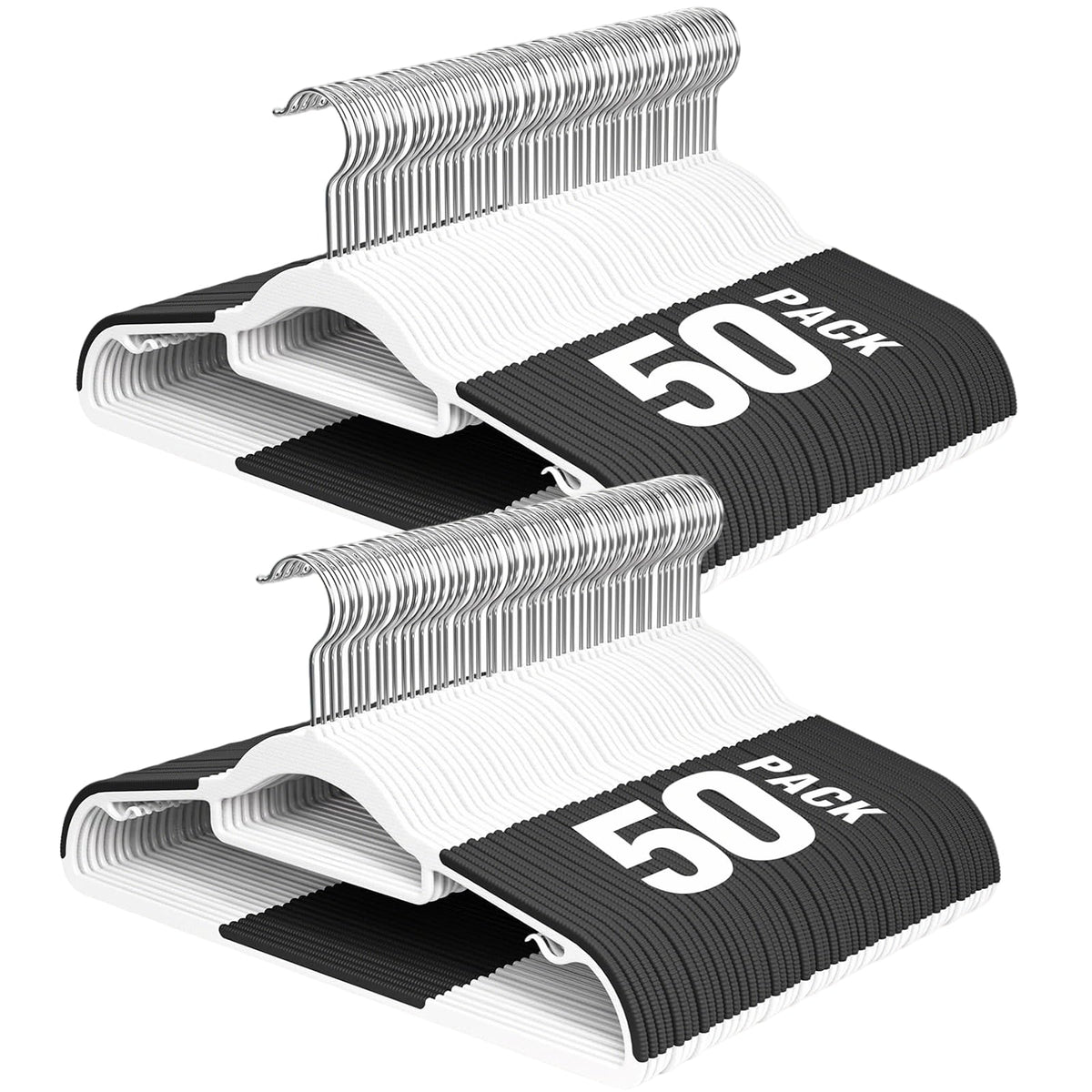 Plastic Hangers 50 Pack, 16.5" Non-Slip Clothes Hangers Heavy Duty