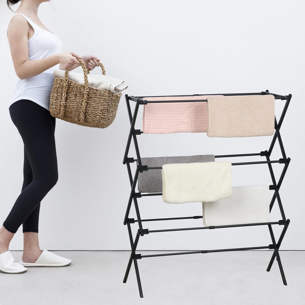 ZOES HOMEWARE Clothes Drying Rack,Collapsible Drying Rack Clothing, Black