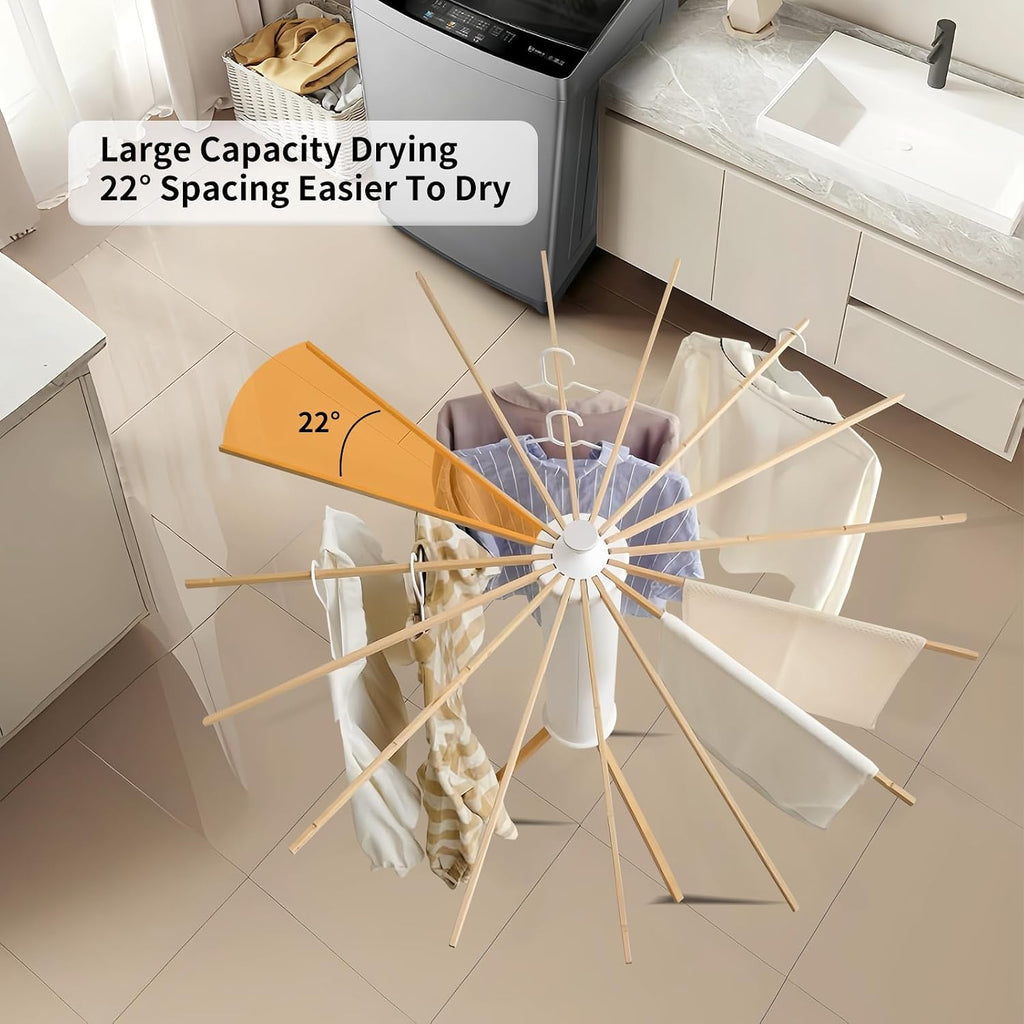 RFOUO Foldable Clothes Drying Rack Tripod with Wooden 16 Rods
