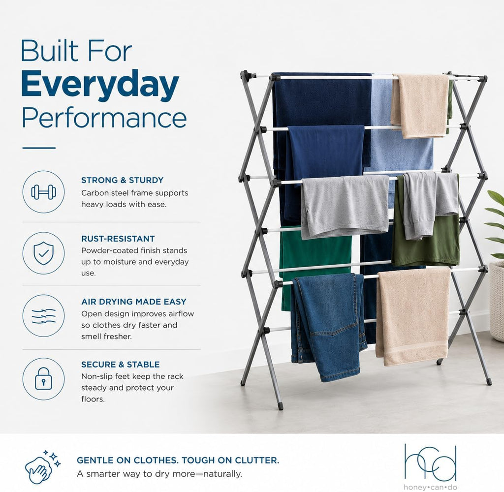 Honey-Can-Do 6-Tier Collapsible Clothes Drying Rack, 30", White