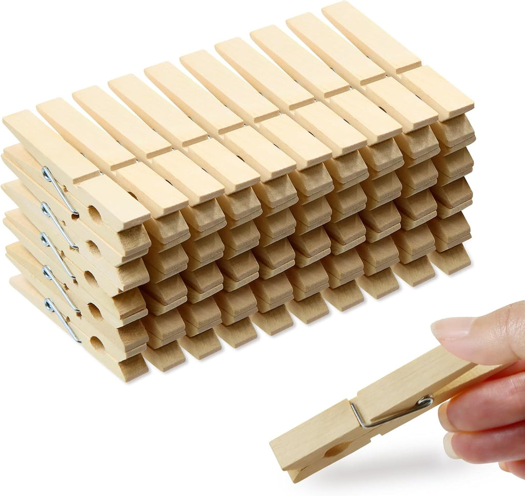 50 Pack Clothes Pins Wooden 2.9 Inch Wood Clothespins Heavy Duty Large