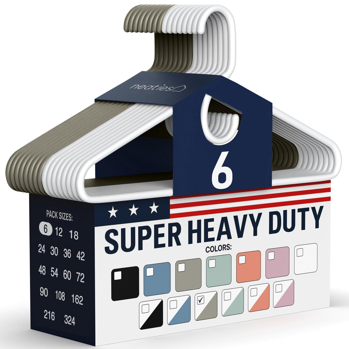 Super Heavy Duty Clothes Hangers 18 Pack – Made in the USA - 10lb Capacity, Thick Plastic Hangers for Pants, Coats, Jackets, Jeans and Adult Clothing – White