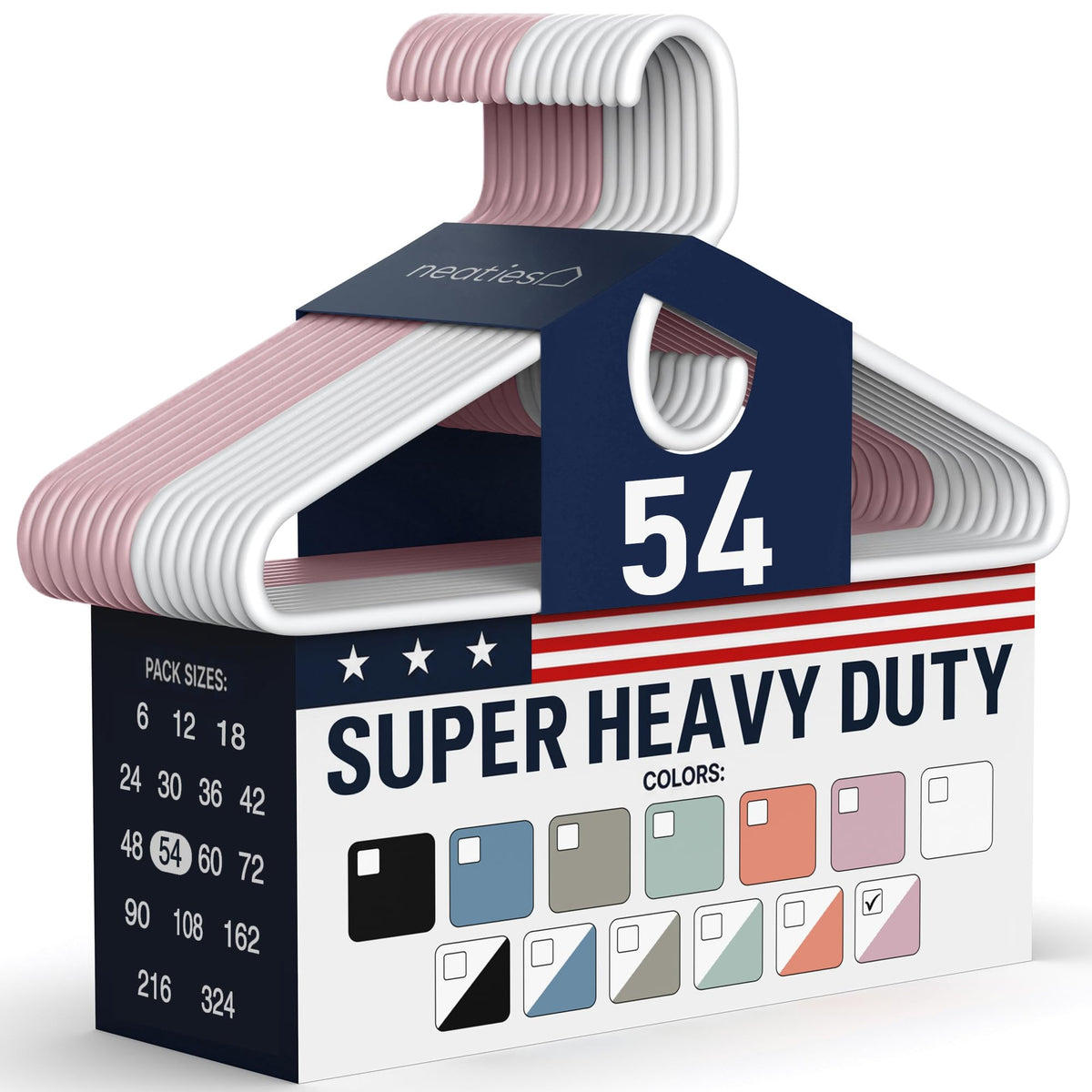 Super Heavy Duty Clothes Hangers 18 Pack – Made in the USA - 10lb Capacity, Thick Plastic Hangers for Pants, Coats, Jackets, Jeans and Adult Clothing – White
