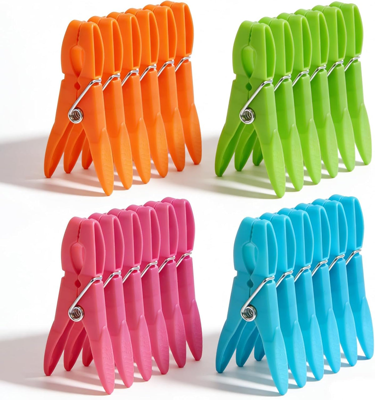 24Pack Colorful Plastic Clothespins Heavy Duty Laundry Clothes Pins Outdoor