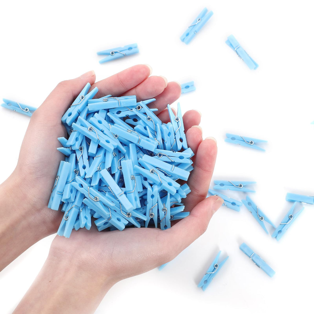 100PCS Baby Shower Games Clothespins Boy Plastic Clothes Pin Blue 1.37 inch