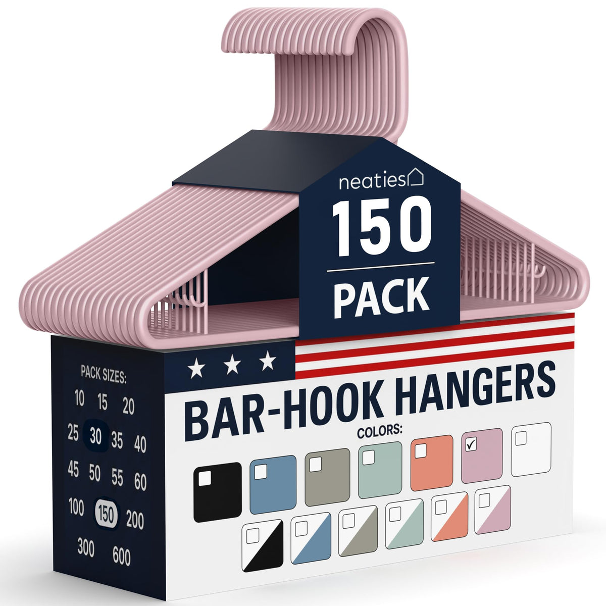 Plastic Hangers 30 Pack – Made in the USA – 6lb Capacity Standard Clothes Hangers with Strap Hooks for Dresses, Lingerie, Shirts, Pants, and Jackets – White