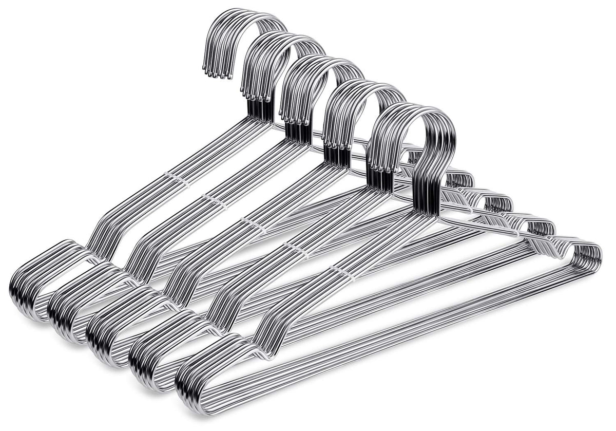 Fayleeko Wire Coat Hangers 40 Pack Strong Heavy Duty Stainless Steel Metal Ultra Thin Space Saving Clothes Hangers 16.5 Inch