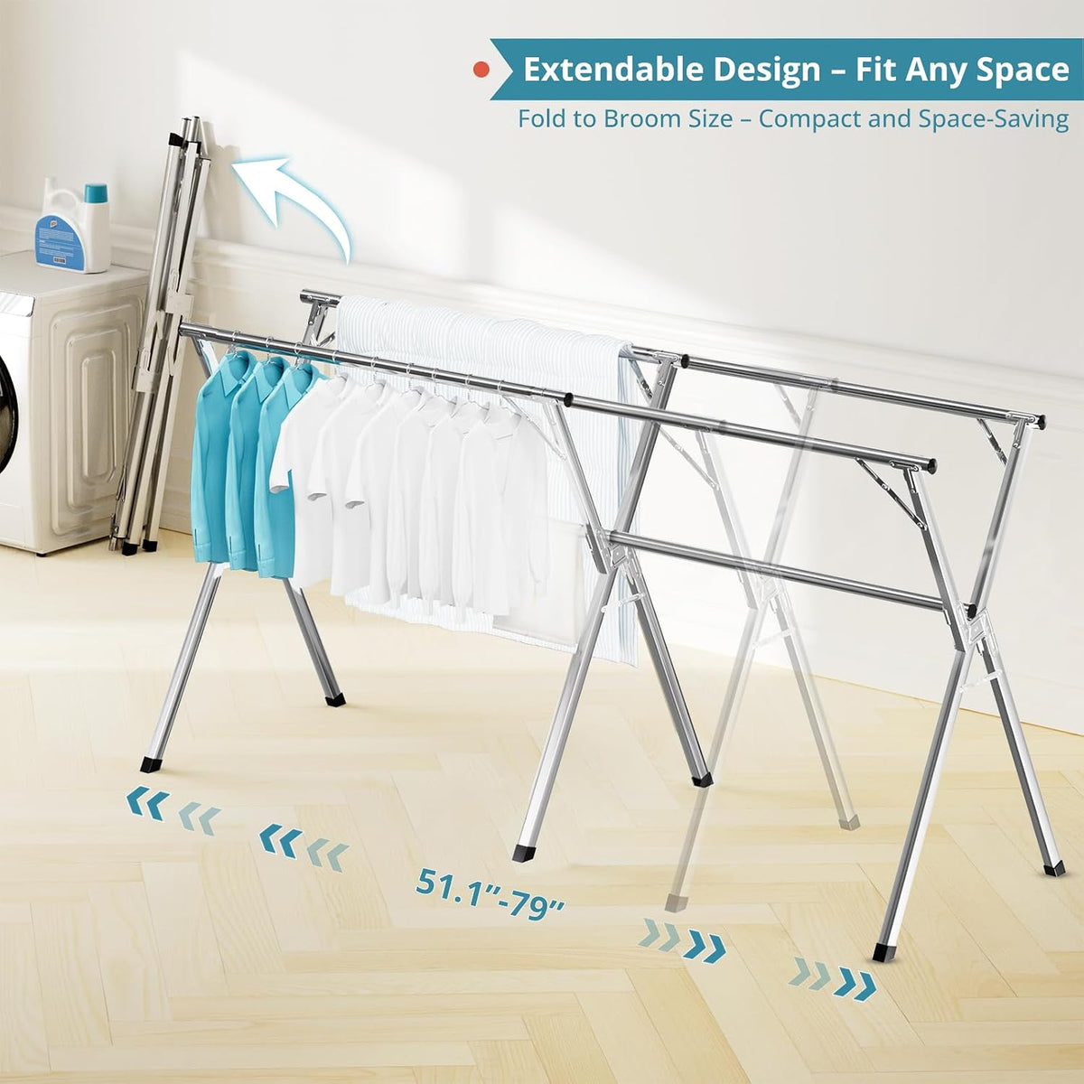 JAUREE 79" Clothes Drying Rack, Drying Rack Clothing Folding Indoor Outdoor