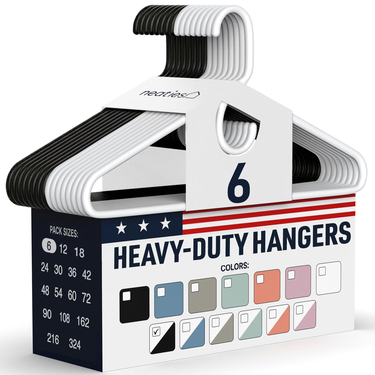 Heavy Duty Clothes Hangers 18 Pack – Made in the USA – 8lb Capacity Plastic Hangers for Adult Clothing – Durable for Pants, Coats, Jackets, or Jeans – White