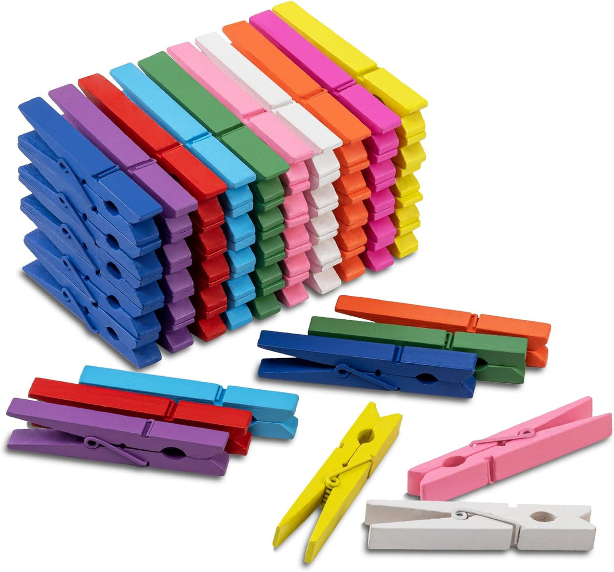 AISOSO 100Pcs Colored Clothespins, 2.9 Inch, 10 Each of 10 Colors