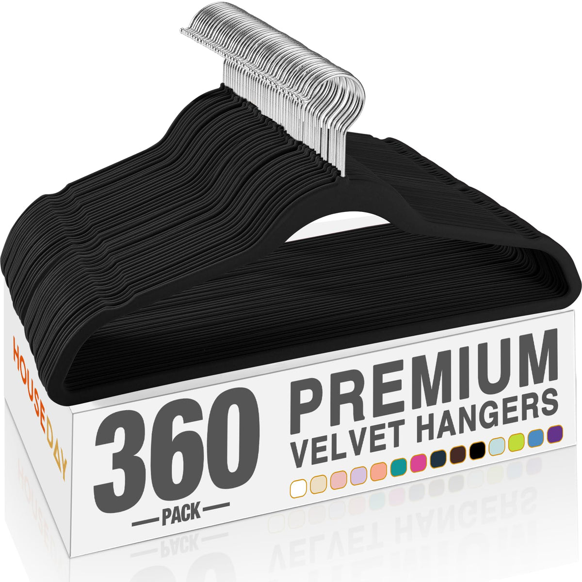 HOUSE DAY Black Velvet Hangers 60 Pack, Premium Non Slip Clothes Hangers
