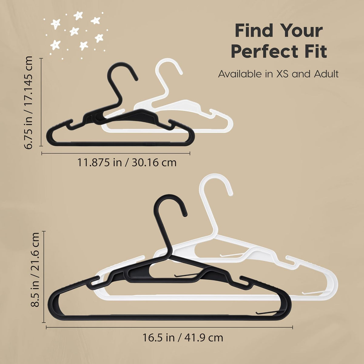 IRIS USA Lightweight Flexible Adult Hangers 50 Pack, Made in USA, White